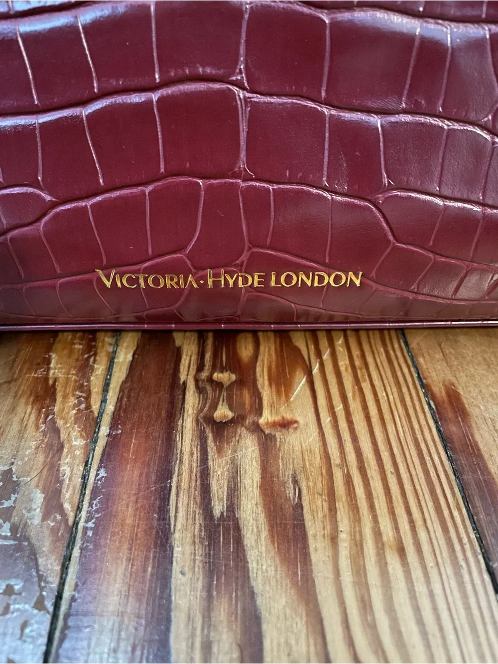 Victoria Hyde London Women's Burgundy Croc-Embossed Top-Handle Bag